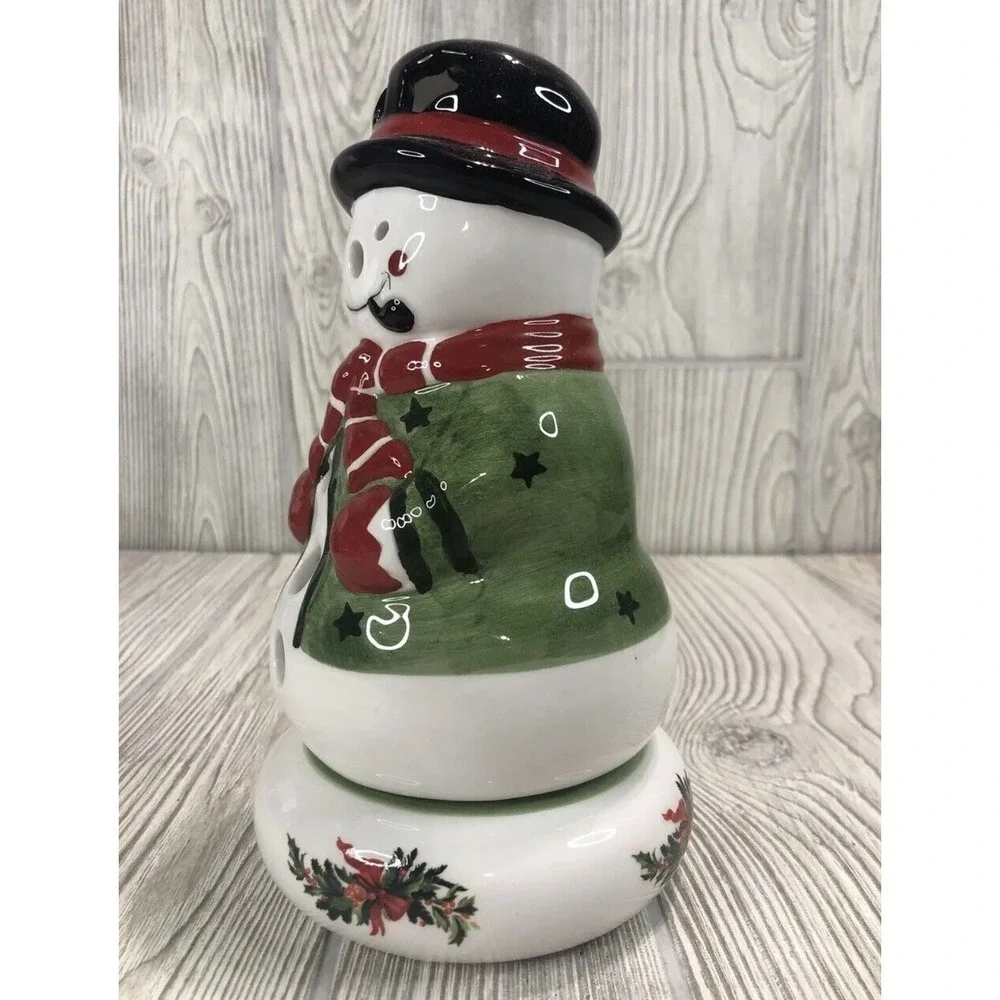 Pfaltzgraff Heritage Snowman Candle Holder Tea Light Xmas NOS Original Box